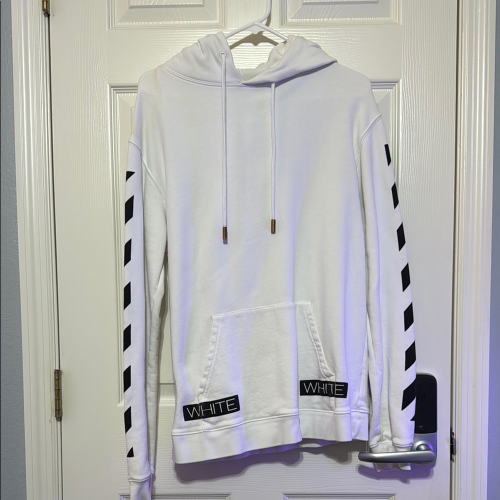 Off-White White Hoodie with Black Accents